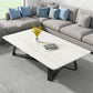 Modern Rectangle Coffee or End Table Stone and Steel Coffee Table with Cross Legs