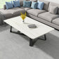 Modern Rectangle Coffee or End Table Stone and Steel Coffee Table with Cross Legs