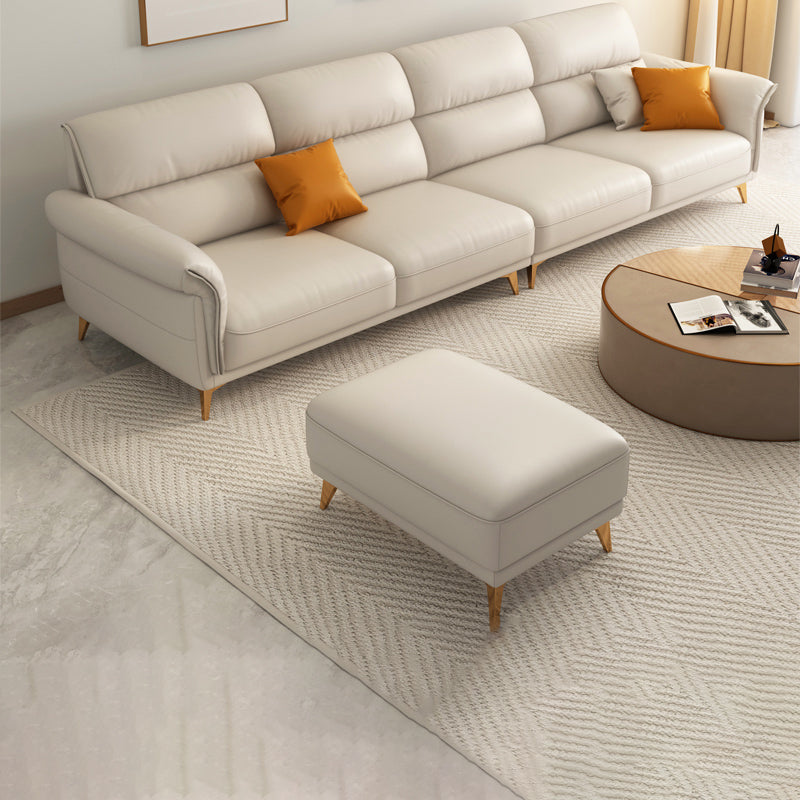 Echt lederen koekje achterbank moderne beige wijd uitlopende armkussens bank