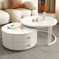 Contemporary Round Coffee Table 2-Piece Coffee or End Table in White and Grey