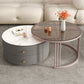 Contemporary Round Coffee Table 2-Piece Coffee or End Table in White and Grey