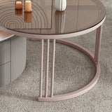 Contemporary Round Coffee Table 2-Piece Coffee or End Table in White and Grey