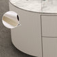 Contemporary Round Coffee Table 2-Piece Coffee or End Table in White and Grey