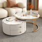 Contemporary Round Coffee Table 2-Piece Coffee or End Table in White and Grey