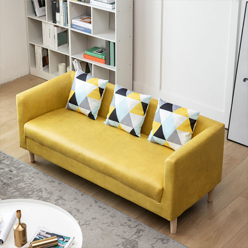 Tuxedo Arm Einkissen -Sofa nordisches Kunstleder und Holzsofa mit Kissen