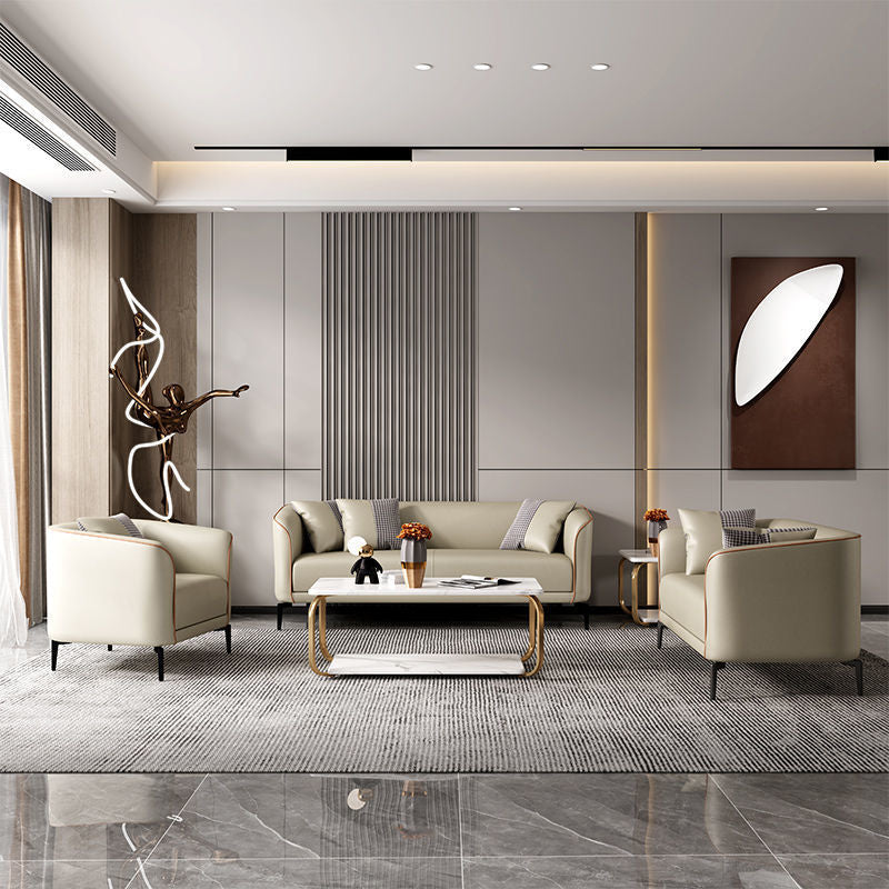 Divano in pelle finta contemporanea con sedile a cuscino singolo di divano in smoking da smoking da 3 posti