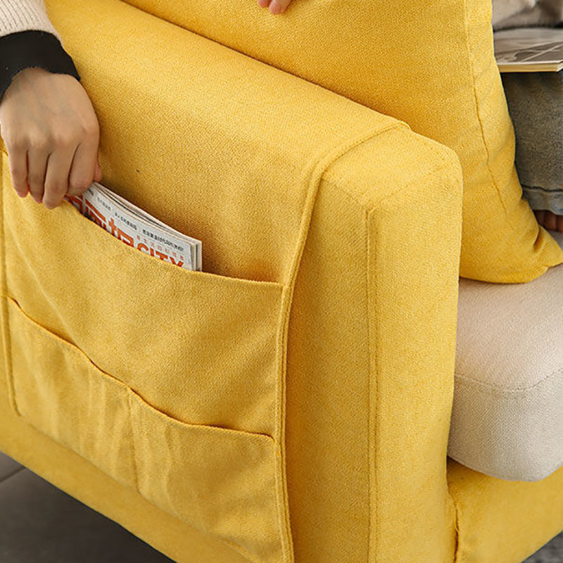 Slipcovered Fabric Sofa Scandinavian Square Arm Loose Back Sofa