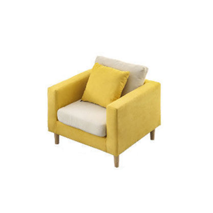 Slipcovered Fabric Sofa Scandinavian Square Arm Loose Back Sofa