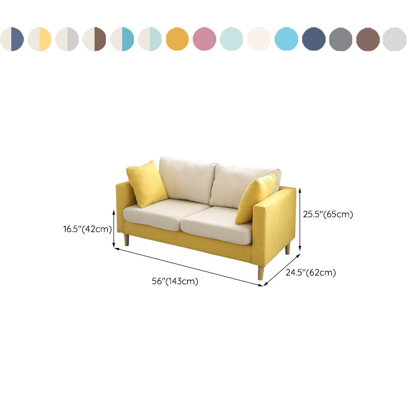 Slipcovered Fabric Sofa Scandinavian Square Arm Loose Back Sofa