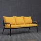 Metal and Wood Square Arm Sofa Industrial Loose Back Cushions Sofa 63"L x 24"W x 25.5"H Yellow Clearhalo 'furn' 'furn_sofas' 'Furniture' 'Living Room Furniture' 'Sofa' 'sofas' 6736743