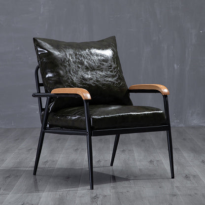 Metal and Wood Square Arm Sofa Industrial Loose Back Cushions Sofa 24"L x 24"W x 25.5"H Black Clearhalo 'furn' 'furn_sofas' 'Furniture' 'Living Room Furniture' 'Sofa' 'sofas' 6736758