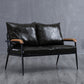 Metal and Wood Square Arm Sofa Industrial Loose Back Cushions Sofa 43.5"L x 24"W x 25.5"H Black Clearhalo 'furn' 'furn_sofas' 'Furniture' 'Living Room Furniture' 'Sofa' 'sofas' 6736768