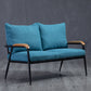Metal and Wood Square Arm Sofa Industrial Loose Back Cushions Sofa 43.5"L x 24"W x 25.5"H Blue Clearhalo 'furn' 'furn_sofas' 'Furniture' 'Living Room Furniture' 'Sofa' 'sofas' 6736769