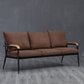 Metal and Wood Square Arm Sofa Industrial Loose Back Cushions Sofa 63"L x 24"W x 25.5"H Coffee Clearhalo 'furn' 'furn_sofas' 'Furniture' 'Living Room Furniture' 'Sofa' 'sofas' 6736771