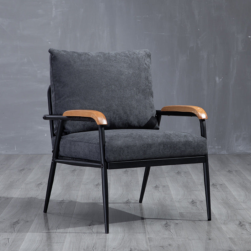 Metal and Wood Square Arm Sofa Industrial Loose Back Cushions Sofa 24"L x 24"W x 25.5"H Dark Gray Clearhalo 'furn' 'furn_sofas' 'Furniture' 'Living Room Furniture' 'Sofa' 'sofas' 6736773