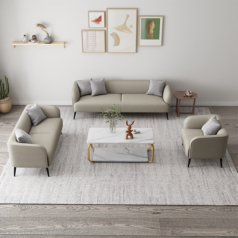 3-Seater Faux Leather Sofa with Pilows 25.6" H Tuxedo Arm Sofa Clearhalo 'furn' 'furn_sofas' 'Furniture' 'Living Room Furniture' 'Sofa' 'sofas' 6736778