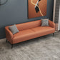 3-Seater Faux Leather Sofa with Pilows 25.6" H Tuxedo Arm Sofa PU（Polyurethane） Orange Clearhalo 'furn' 'furn_sofas' 'Furniture' 'Living Room Furniture' 'Sofa' 'sofas' 6736779