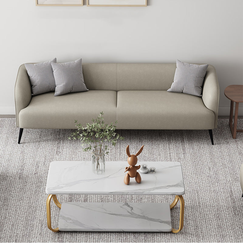 3-Seater Faux Leather Sofa with Pilows 25.6" H Tuxedo Arm Sofa Clearhalo 'furn' 'furn_sofas' 'Furniture' 'Living Room Furniture' 'Sofa' 'sofas' 6736785