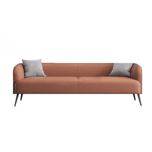 3-Seater Faux Leather Sofa with Pilows 25.6" H Tuxedo Arm Sofa Clearhalo 'furn' 'furn_sofas' 'Furniture' 'Living Room Furniture' 'Sofa' 'sofas' 6736786
