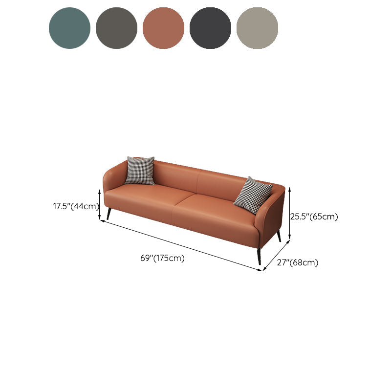 3-Seater Faux Leather Sofa with Pilows 25.6" H Tuxedo Arm Sofa Clearhalo 'furn' 'furn_sofas' 'Furniture' 'Living Room Furniture' 'Sofa' 'sofas' 6736801