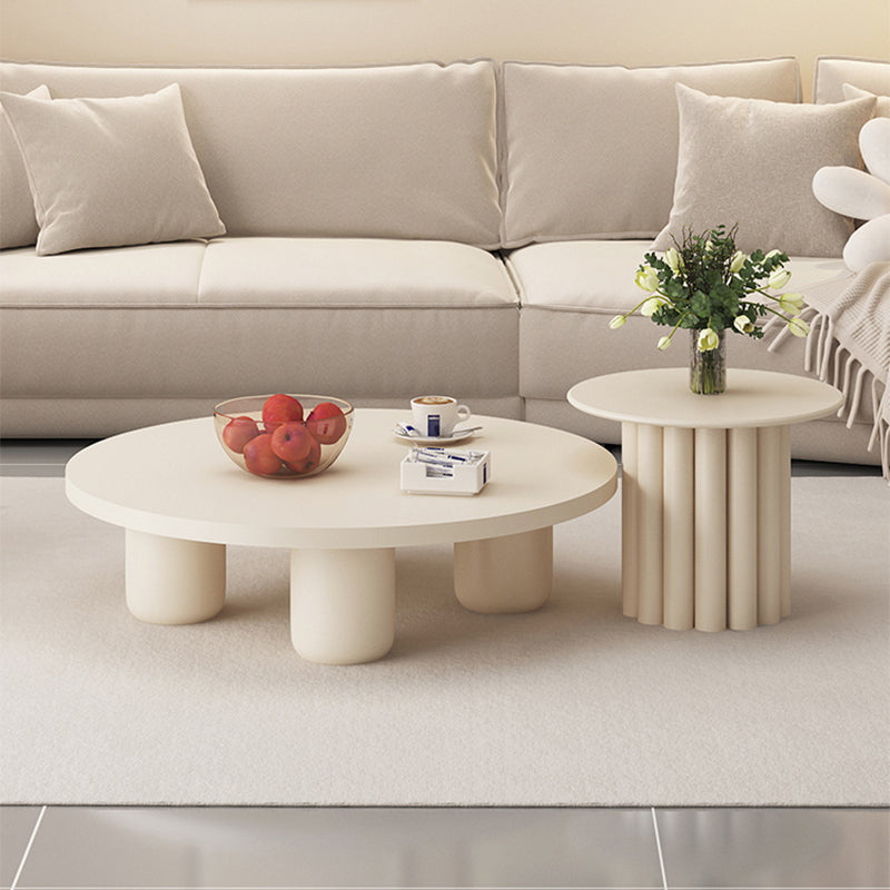 Table basse ou table d'appoint moderne en bois artificiel, ronde, beige