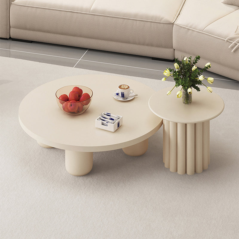 Table basse ou table d'appoint moderne en bois artificiel, ronde, beige