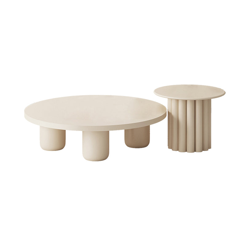 Table basse ou table d'appoint moderne en bois artificiel, ronde, beige
