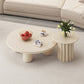 Table basse ou table d'appoint moderne en bois artificiel, ronde, beige