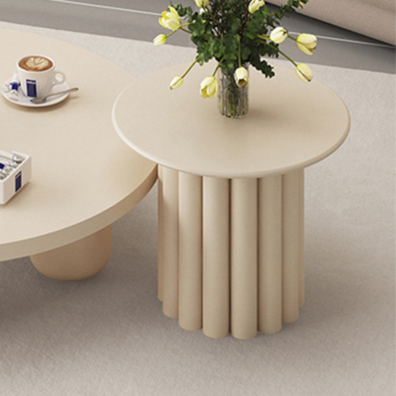 Table basse ou table d'appoint moderne en bois artificiel, ronde, beige