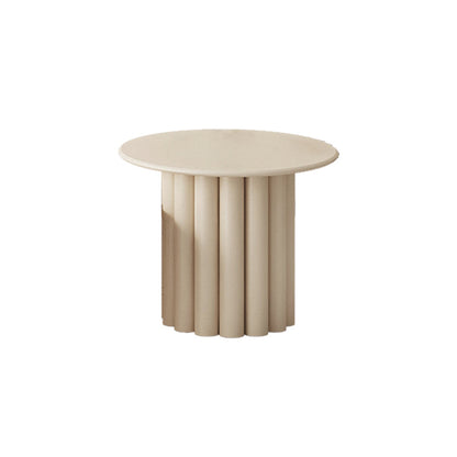Table basse ou table d'appoint moderne en bois artificiel, ronde, beige