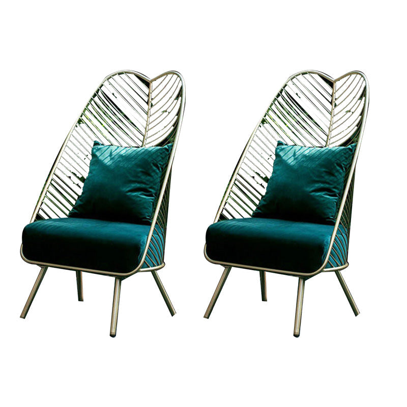 Glam Style Metal Chair Fixed Back Solid Color 4 Legs Armless Chair Blackish Green Velvet 2 Piece Set Clearhalo 'Accent Chairs' 'accent_chairs' 'Chairs & Seating' 'furn' 'furn_accent_chairs' 'Furniture' 'Living Room Furniture' 6736825