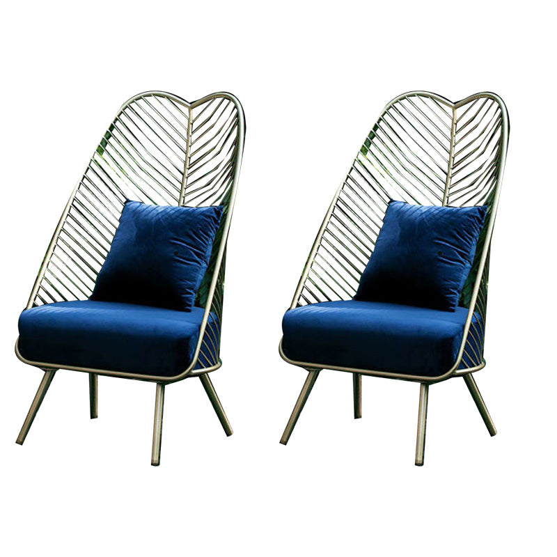 Glam Style Metal Chair Fixed Back Solid Color 4 Legs Armless Chair Royal Blue Velvet 2 Piece Set Clearhalo 'Accent Chairs' 'accent_chairs' 'Chairs & Seating' 'furn' 'furn_accent_chairs' 'Furniture' 'Living Room Furniture' 6736829
