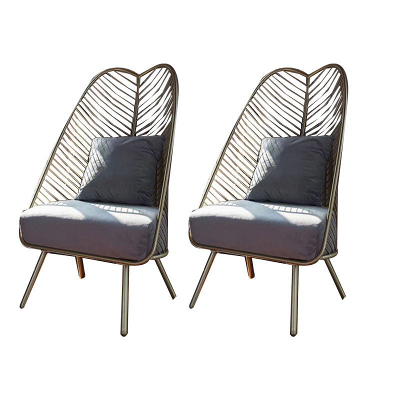 Glam Style Metal Chair Fixed Back Solid Color 4 Legs Armless Chair Grey Velvet 2 Piece Set Clearhalo 'Accent Chairs' 'accent_chairs' 'Chairs & Seating' 'furn' 'furn_accent_chairs' 'Furniture' 'Living Room Furniture' 6736832