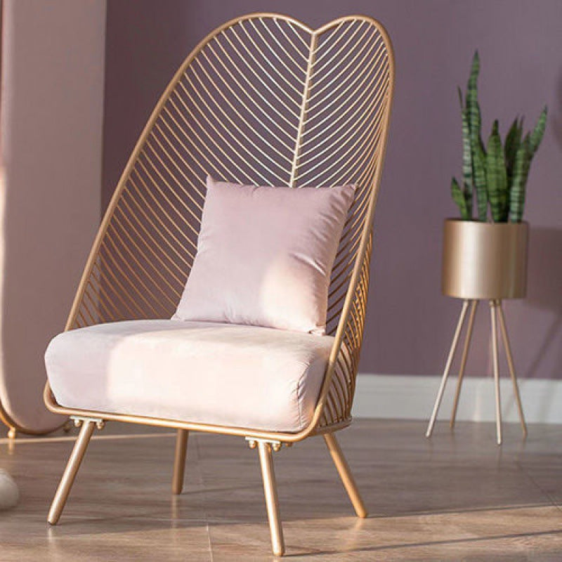 Glam Style Metal Chair Fixed Back Solid Color 4 Legs Armless Chair Pink Velvet 1 Piece Clearhalo 'Accent Chairs' 'accent_chairs' 'Chairs & Seating' 'furn' 'furn_accent_chairs' 'Furniture' 'Living Room Furniture' 6736835