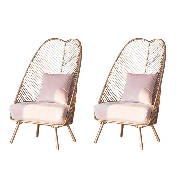 Glam Style Metal Chair Fixed Back Solid Color 4 Legs Armless Chair Pink Velvet 2 Piece Set Clearhalo 'Accent Chairs' 'accent_chairs' 'Chairs & Seating' 'furn' 'furn_accent_chairs' 'Furniture' 'Living Room Furniture' 6736837
