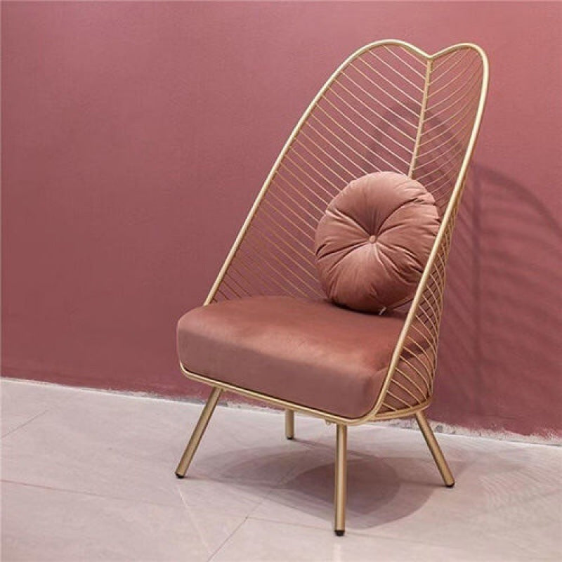 Glam Style Metal Chair Fixed Back Solid Color 4 Legs Armless Chair Nude Pink Velvet 1 Piece Clearhalo 'Accent Chairs' 'accent_chairs' 'Chairs & Seating' 'furn' 'furn_accent_chairs' 'Furniture' 'Living Room Furniture' 6736838