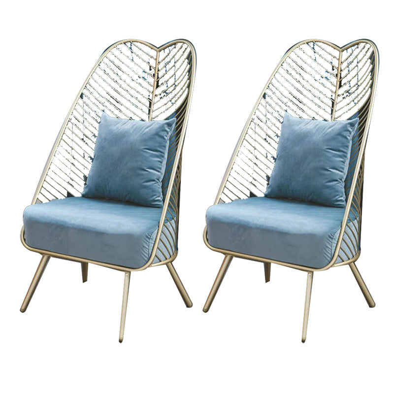 Glam Style Metal Chair Fixed Back Solid Color 4 Legs Armless Chair Sky Blue Velvet 2 Piece Set Clearhalo 'Accent Chairs' 'accent_chairs' 'Chairs & Seating' 'furn' 'furn_accent_chairs' 'Furniture' 'Living Room Furniture' 6736845