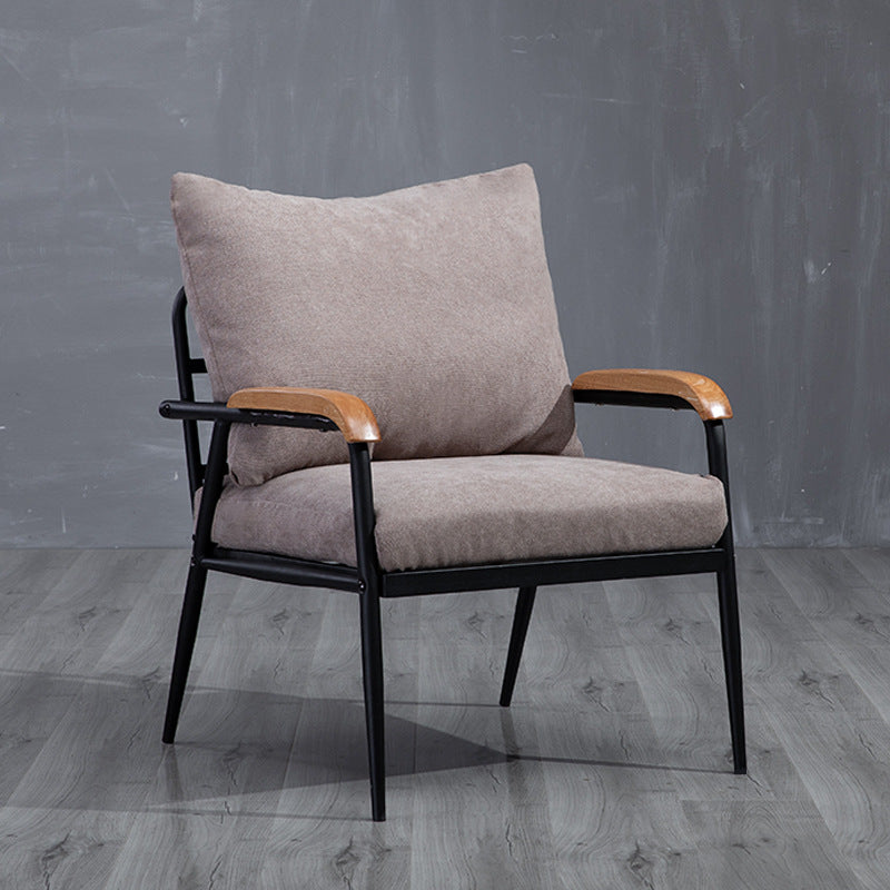 Industrial Style Loose Back Sofa Metal & Wood Frame Cushions Sofa 24"L x 24"W x 25.5"H Cotton Blend Khaki Clearhalo 'furn' 'furn_sofas' 'Furniture' 'Living Room Furniture' 'Sofa' 'sofas' 6736854