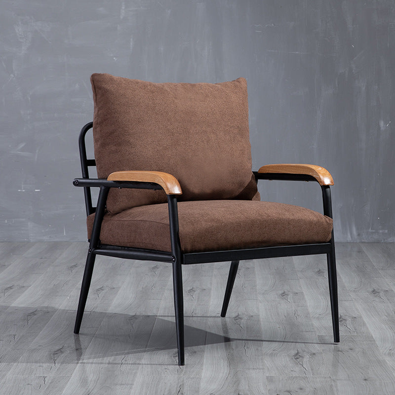 Industrial Style Loose Back Sofa Metal & Wood Frame Cushions Sofa 24"L x 24"W x 25.5"H Cotton Blend Coffee Clearhalo 'furn' 'furn_sofas' 'Furniture' 'Living Room Furniture' 'Sofa' 'sofas' 6736857