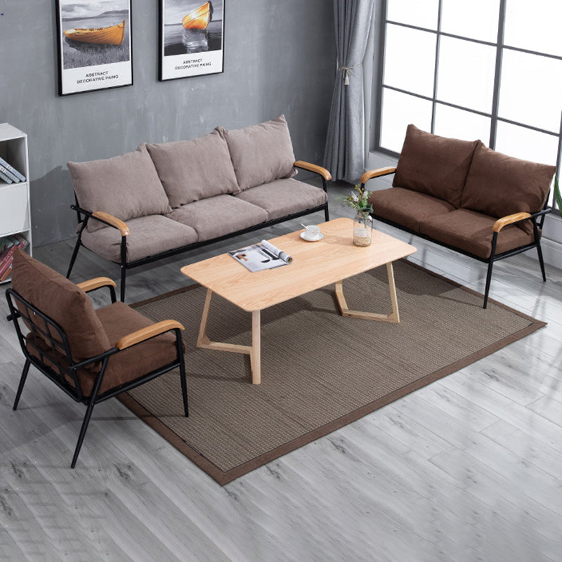 Industrial Style Loose Back Sofa Metal & Wood Frame Cushions Sofa Clearhalo 'furn' 'furn_sofas' 'Furniture' 'Living Room Furniture' 'Sofa' 'sofas' 6736871