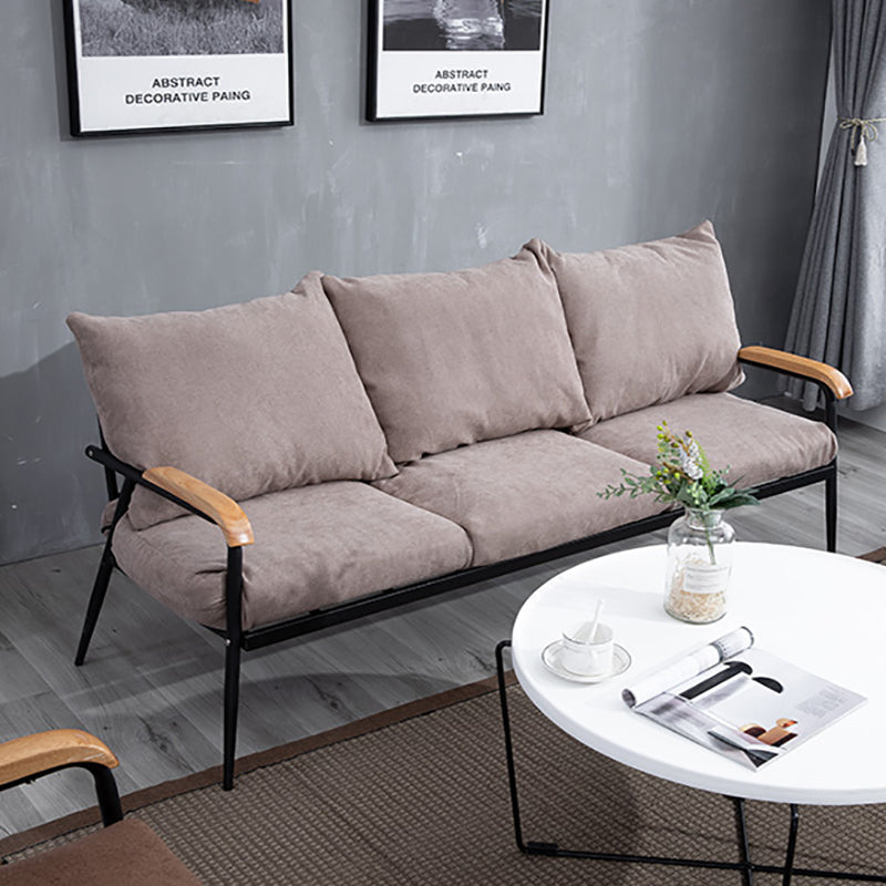 Industrial Style Loose Back Sofa Metal & Wood Frame Cushions Sofa Clearhalo 'furn' 'furn_sofas' 'Furniture' 'Living Room Furniture' 'Sofa' 'sofas' 6736872