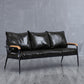 Industrial Style Loose Back Sofa Metal & Wood Frame Cushions Sofa 63"L x 24"W x 25.5"H Faux Leather Black Clearhalo 'furn' 'furn_sofas' 'Furniture' 'Living Room Furniture' 'Sofa' 'sofas' 6736882