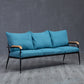 Industrial Style Loose Back Sofa Metal & Wood Frame Cushions Sofa 63"L x 24"W x 25.5"H Cotton Blend Blue Clearhalo 'furn' 'furn_sofas' 'Furniture' 'Living Room Furniture' 'Sofa' 'sofas' 6736883