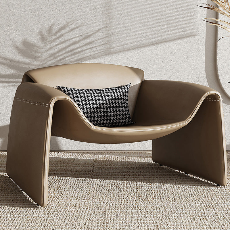 38.18" Wide Faux Leather Armchair Upholstered Pillow Back Accent Chair Brown Faux Leather 1 Piece Clearhalo 'Accent Chairs' 'accent_chairs' 'Chairs & Seating' 'furn' 'furn_accent_chairs' 'Furniture' 'Living Room Furniture' 6736888