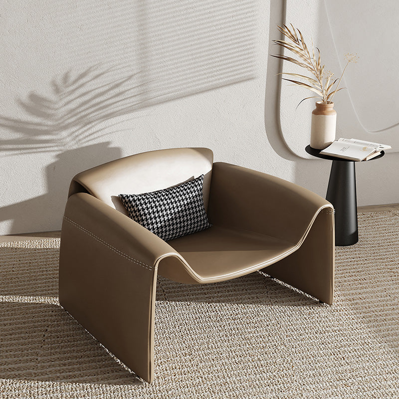 38.18" Wide Faux Leather Armchair Upholstered Pillow Back Accent Chair Clearhalo 'Accent Chairs' 'accent_chairs' 'Chairs & Seating' 'furn' 'furn_accent_chairs' 'Furniture' 'Living Room Furniture' 6736890