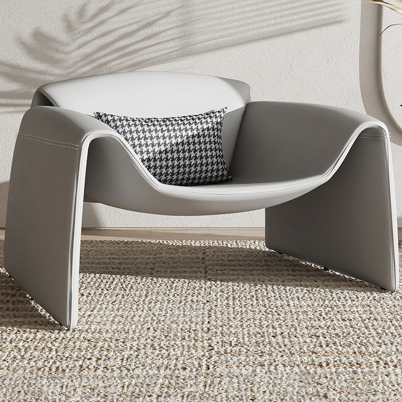 38.18" Wide Faux Leather Armchair Upholstered Pillow Back Accent Chair Grey Faux Leather 1 Piece Clearhalo 'Accent Chairs' 'accent_chairs' 'Chairs & Seating' 'furn' 'furn_accent_chairs' 'Furniture' 'Living Room Furniture' 6736895