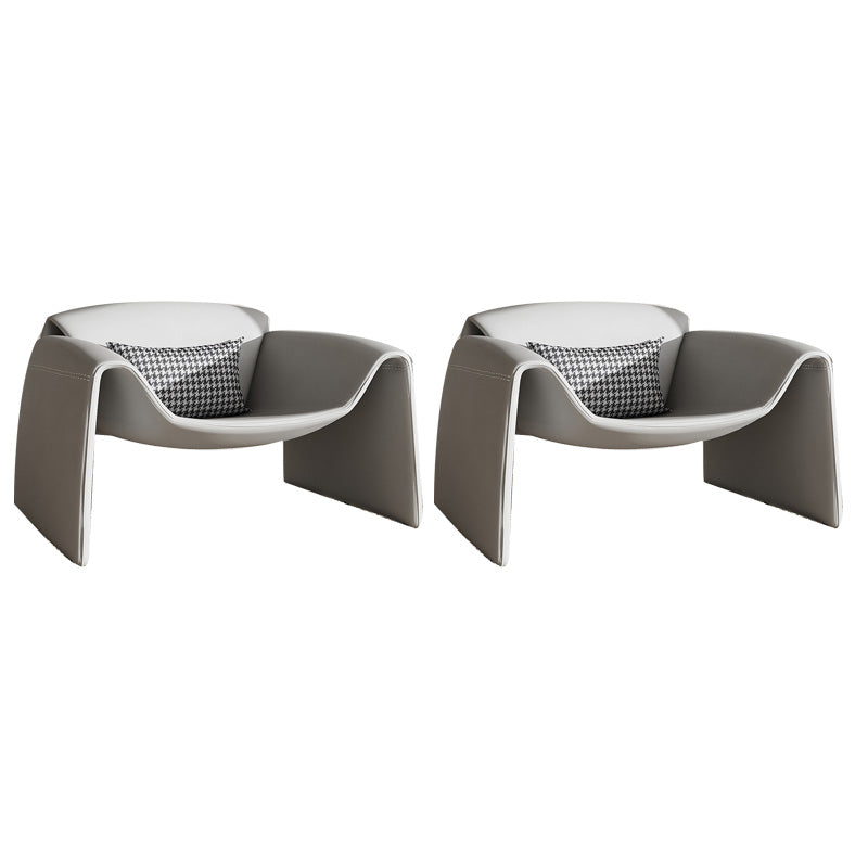 38.18" Wide Faux Leather Armchair Upholstered Pillow Back Accent Chair Grey Faux Leather 2 Piece Set Clearhalo 'Accent Chairs' 'accent_chairs' 'Chairs & Seating' 'furn' 'furn_accent_chairs' 'Furniture' 'Living Room Furniture' 6736897