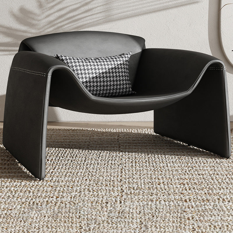 38.18" Wide Faux Leather Armchair Upholstered Pillow Back Accent Chair Black Faux Leather 1 Piece Clearhalo 'Accent Chairs' 'accent_chairs' 'Chairs & Seating' 'furn' 'furn_accent_chairs' 'Furniture' 'Living Room Furniture' 6736900