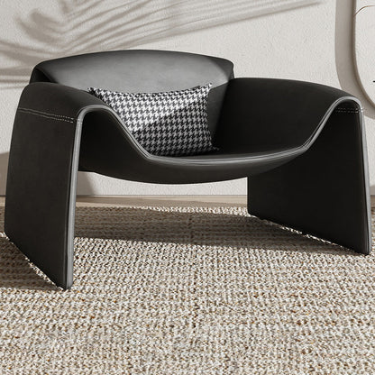 38.18" Wide Faux Leather Armchair Upholstered Pillow Back Accent Chair Black Faux Leather 1 Piece Clearhalo 'Accent Chairs' 'accent_chairs' 'Chairs & Seating' 'furn' 'furn_accent_chairs' 'Furniture' 'Living Room Furniture' 6736900