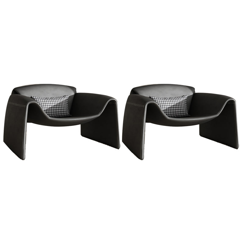 38.18" Wide Faux Leather Armchair Upholstered Pillow Back Accent Chair Black Faux Leather 2 Piece Set Clearhalo 'Accent Chairs' 'accent_chairs' 'Chairs & Seating' 'furn' 'furn_accent_chairs' 'Furniture' 'Living Room Furniture' 6736901